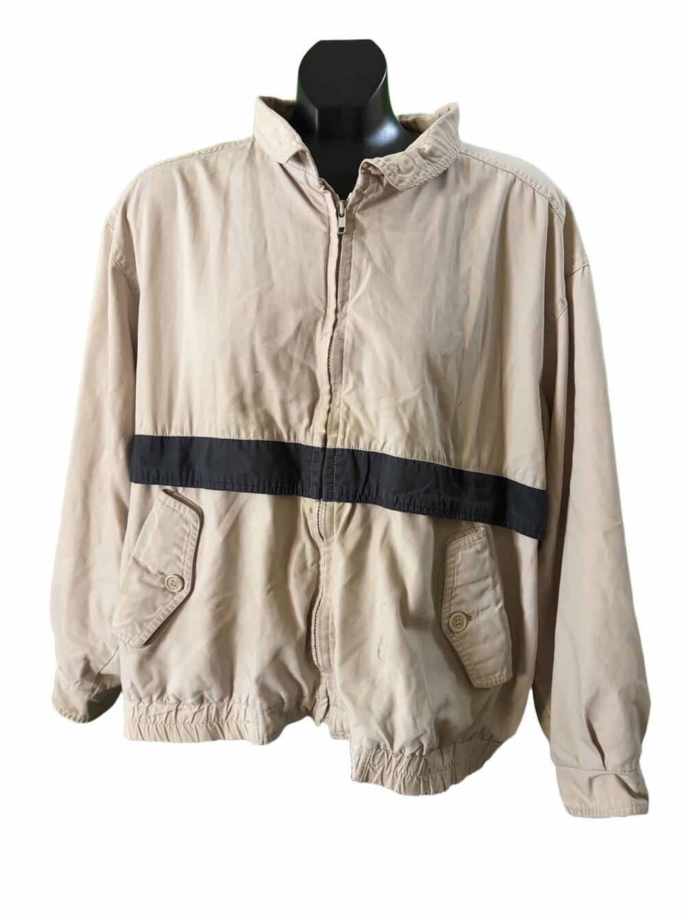 Vintage London Fog Limited Edition Windbreaker Jacket Mens XL Beige Full Zip
